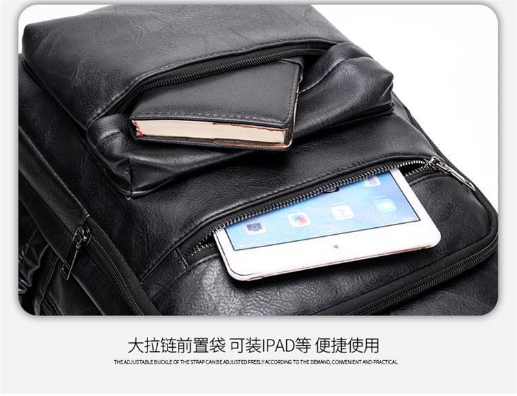 Fashion Versatile Retro Men's Backpack Cross-Border New Pu Casual Backpack Large Capacity Multifunctional Travel Backpack