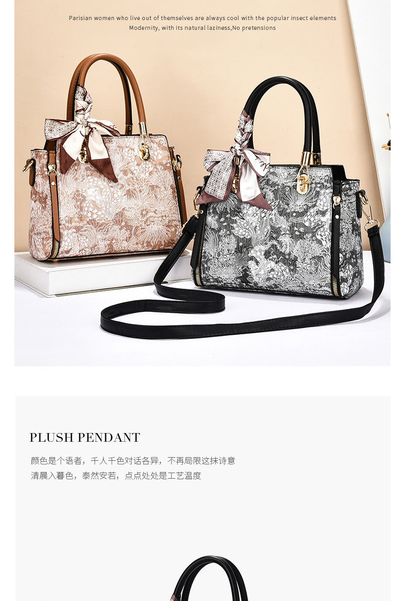 Bags for Women 2025 New Style Embroidered Printing Large Capacity Cross-Border Style Single Shoulder Crossbody Quality Women's Bag Foreign Trade