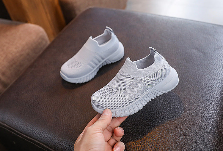Kids Spring and Autumn Striped Knitted Sneakers Tennis Casual Shoes Children Breathable Girls Boys Slip-on Running Sports Shoes