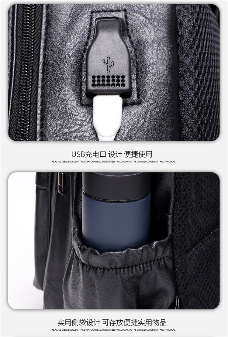 Fashion Versatile Retro Men's Backpack Cross-Border New Pu Casual Backpack Large Capacity Multifunctional Travel Backpack