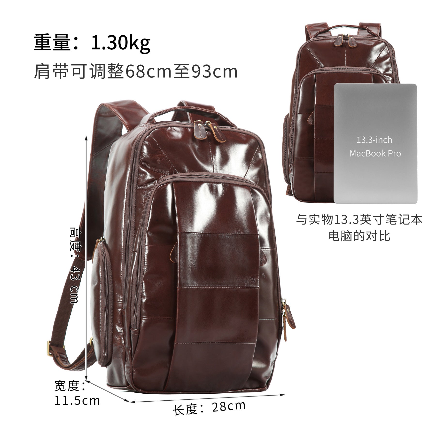 2025 New Oil Wax Leather Backpack European Style Business Backpack Commuting Casual Men's Bag Cross-Border Hot Selling Men's Bag