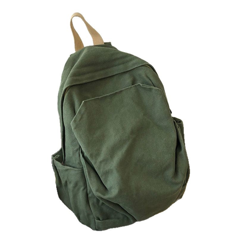 Durable Canvas Schoolbag Women's New Large-Capacity College Student Simple Junior High School Retro Backpack Backpack Travel Harajuku
