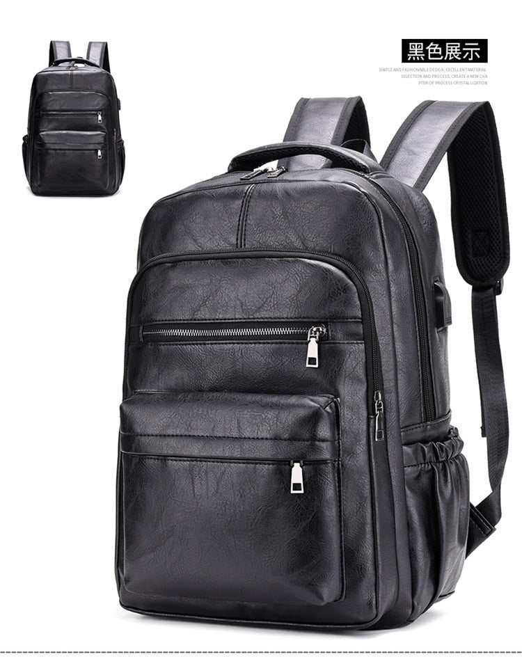 Fashion Versatile Retro Men's Backpack Cross-Border New Pu Casual Backpack Large Capacity Multifunctional Travel Backpack
