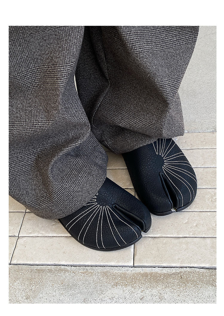 Original Design Genuine Leather Retro Toe-Cap Half Slippers for Men, Split-Toe Shoes, Versatile Sandals