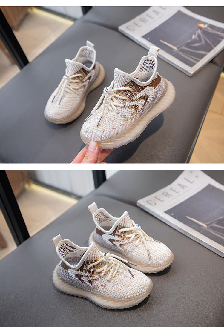 Children's Coconut Shoes 2025 Autumn Styles Boys Sneakers Breathable Mesh Shoes Fly Weaving Girls Casual Shoes Soft Sole baby