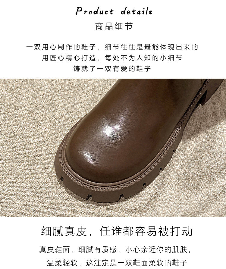 Women's Long Boots 2026 Autumn and Winter New Style Versatile Thick-Soled Chunky Heel Over-The-Knee Belt Buckle Height-Increasing Long Boots