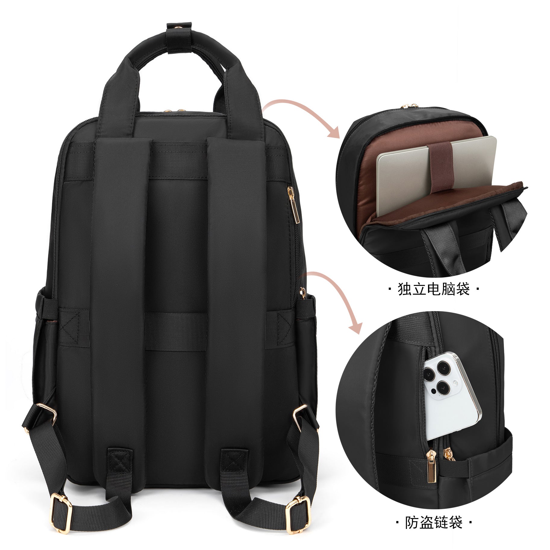 Women's Backpack Large Capacity Student School Bag Lightweight and Easiest for Match Black Backpack 2025 New Casual Casual Backpack