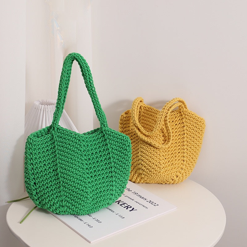 Wholesale Retro One-Shoulder Cotton Thread Woven Bag New Crochet Handbag Straw Bag Literary Holiday Beach Bag