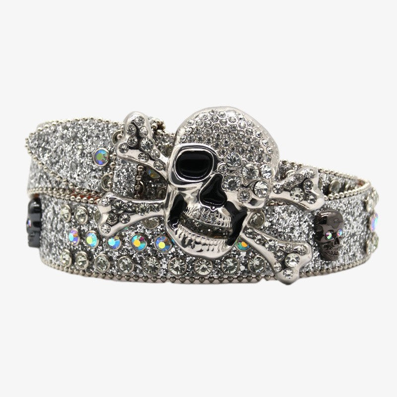 Belt Men's Rivet Accessories Ins Big Y2K Rhinestone Hip-Hop Sequin Skull Inlaid Punk New Belt Skull