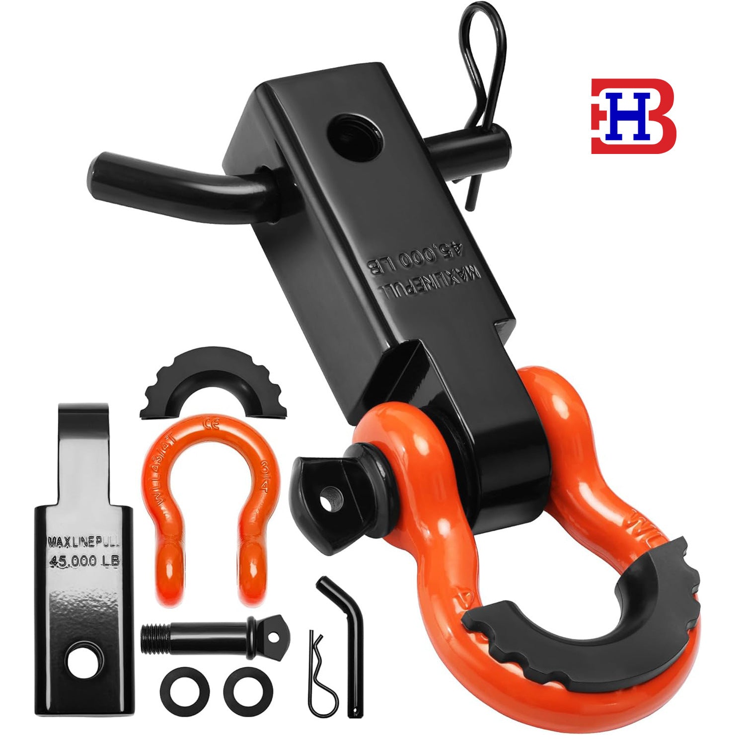 Square trailer arm thickened carbon steel traction 4.75 tons beam off-road vehicle rear-end collision rescue hook rear-end trailer accessories