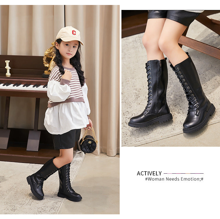 Girls' Boots, No More Than Knee-High, Autumn and Winter High Boots, Catwalk Performance Boots, Kidsren's Fashion Princess High Boots, Simple