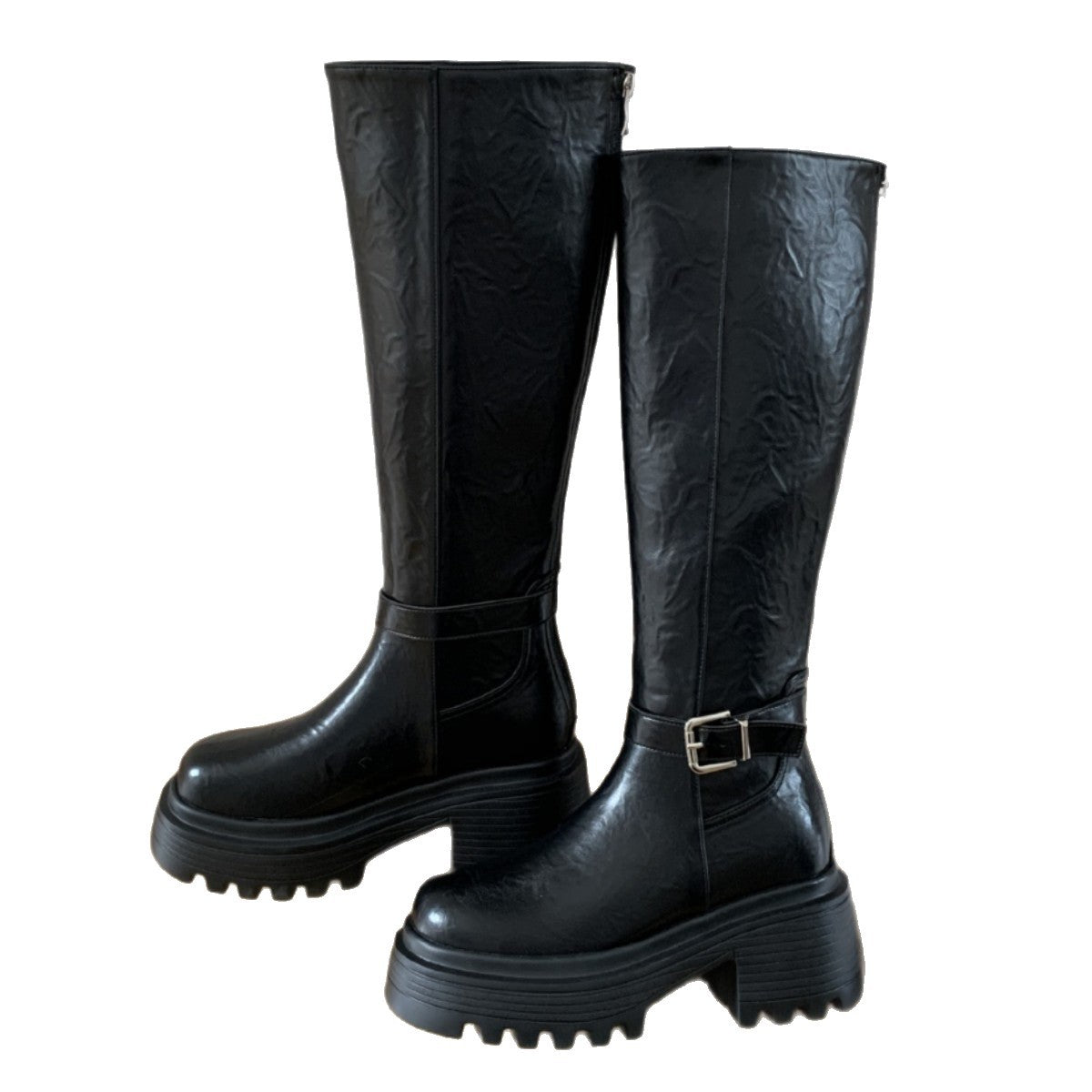 Maillard Thick-Soled Long Boots for Women 2025 Autumn and Winter New Style Small Inner Heightening Over-The-Knee Knight Boots