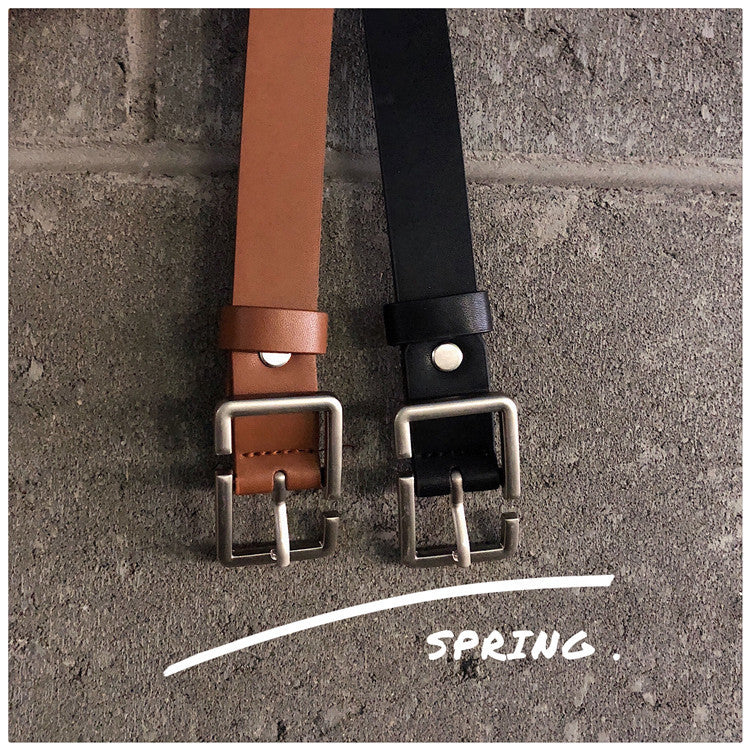 Internet Popular Casual Trousers Thin Belt Men's Korean Style Young Men's PU Leather Small Belt ns Style All-match Belt Decoration