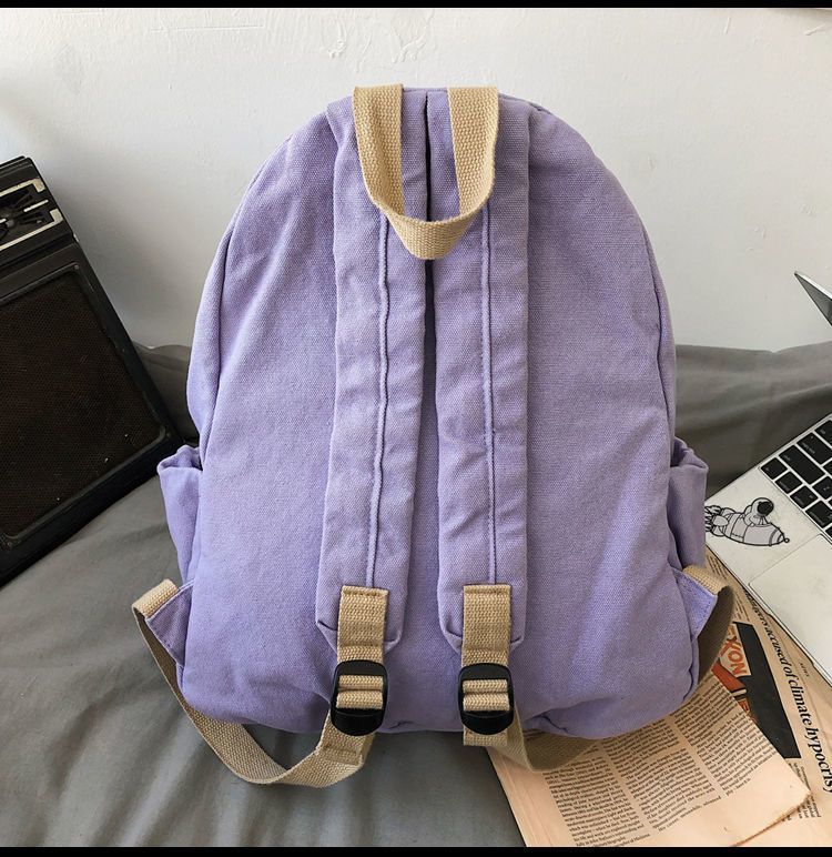 Durable Canvas Schoolbag Women's New Large-Capacity College Student Simple Junior High School Retro Backpack Backpack Travel Harajuku