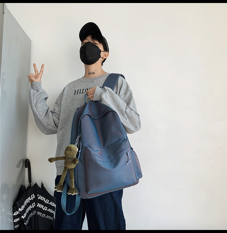 Large Backpack Universal Trendy Cool Backpack Men's Korean Style Simple Campus Computer Schoolbag College Students' Leisure Travel Bag