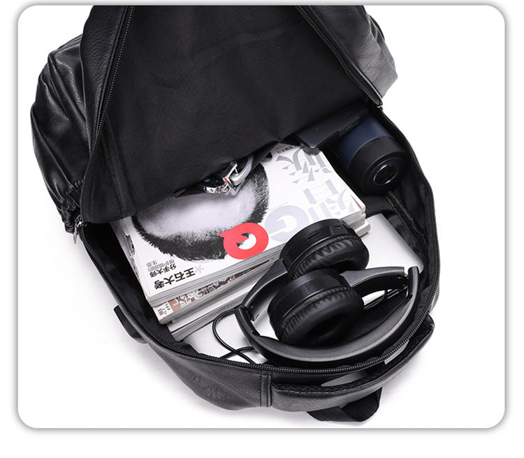 Fashion Versatile Retro Men's Backpack Cross-Border New Pu Casual Backpack Large Capacity Multifunctional Travel Backpack