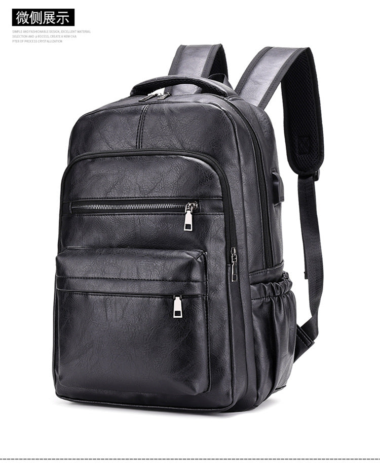 Fashion Versatile Retro Men's Backpack Cross-Border New Pu Casual Backpack Large Capacity Multifunctional Travel Backpack