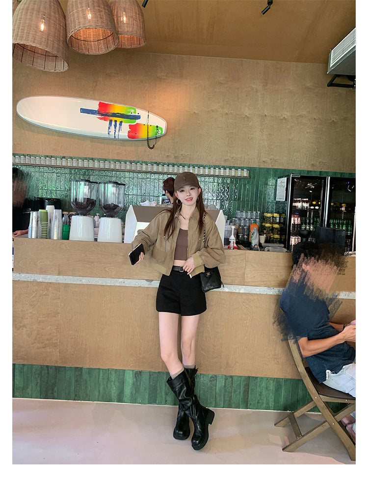 Grape Mom's Same Style in Stock~ Increase Height by 5cm~ Three-Dimensional Round Toe Thick-Soled Chunky Heel Snap-Button Riding Boots for Women