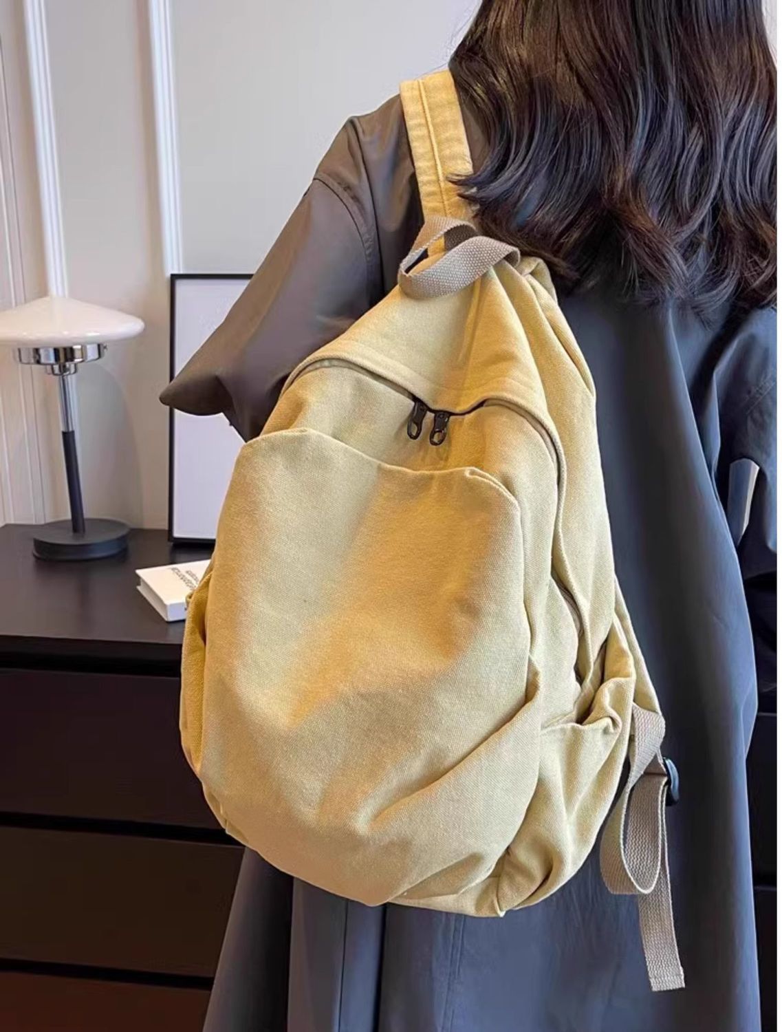 Durable Canvas Schoolbag Women's New Large-Capacity College Student Simple Junior High School Retro Backpack Backpack Travel Harajuku