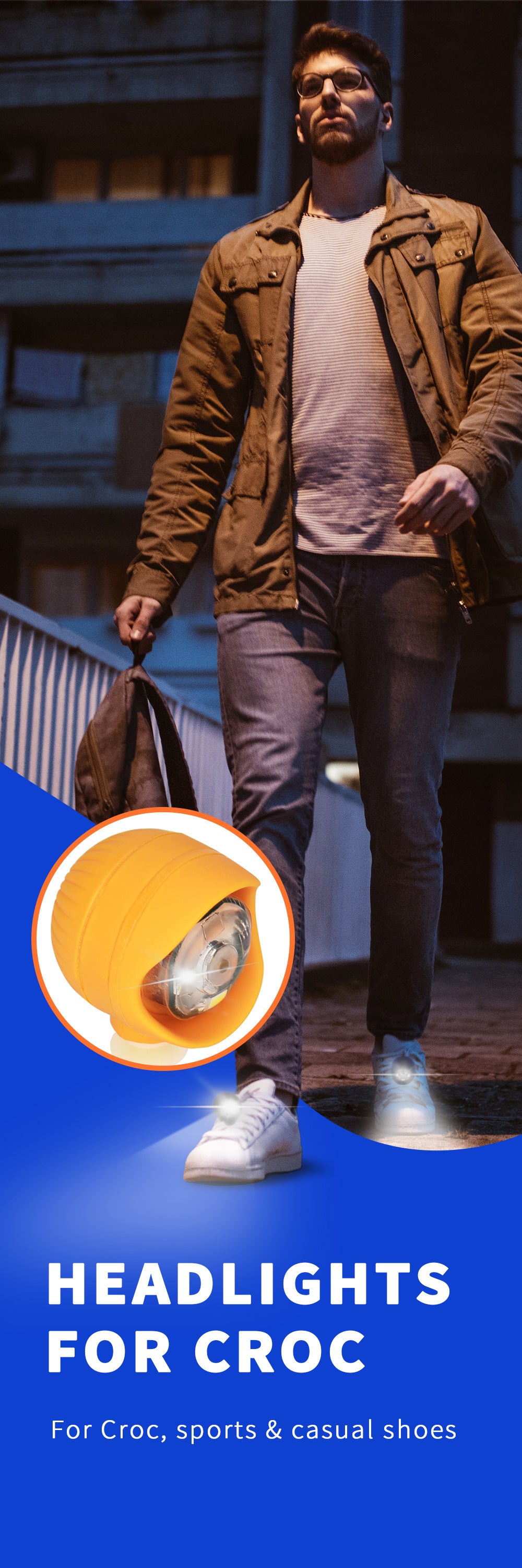2pcs Shoe Lights, Waterproof Shoe Charms Accessories for Crocs, 3 Light Modes for Camping Dog Walking, for Adult Kid Gift