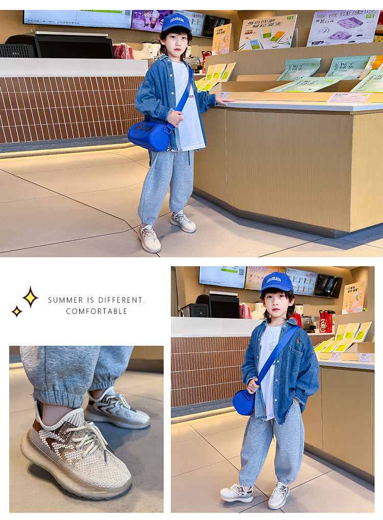 Children's Coconut Shoes 2025 Autumn Styles Boys Sneakers Breathable Mesh Shoes Fly Weaving Girls Casual Shoes Soft Sole baby