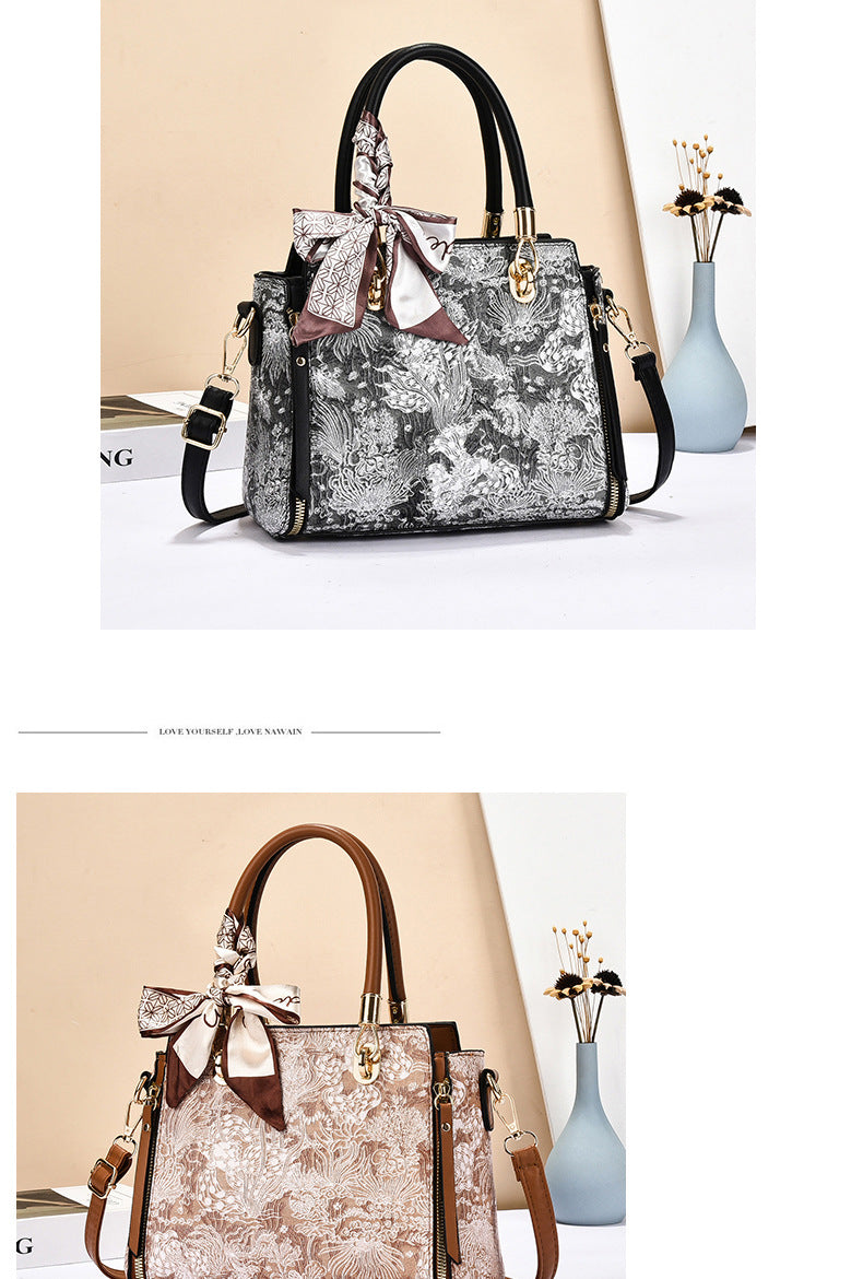 Bags for Women 2025 New Style Embroidered Printing Large Capacity Cross-Border Style Single Shoulder Crossbody Quality Women's Bag Foreign Trade