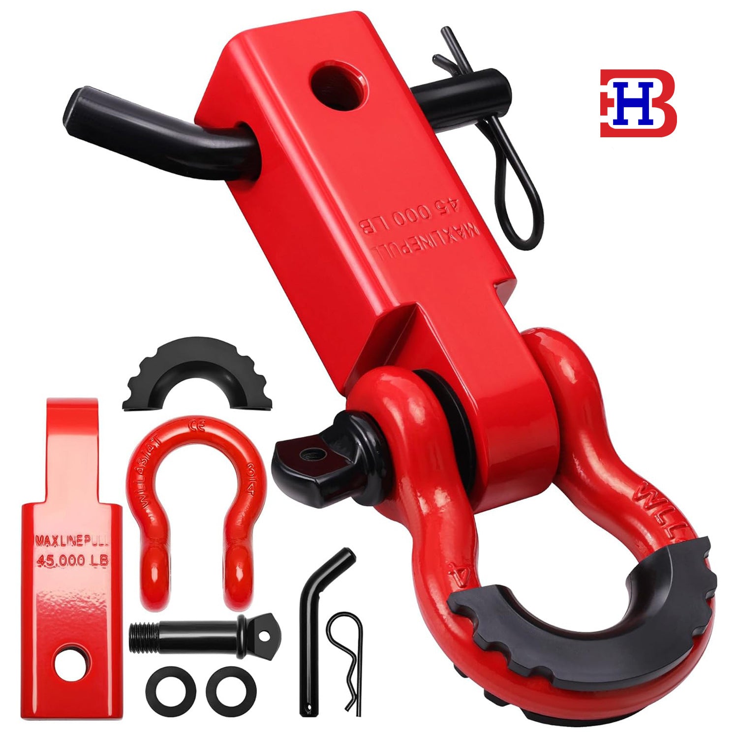Square trailer arm thickened carbon steel traction 4.75 tons beam off-road vehicle rear-end collision rescue hook rear-end trailer accessories
