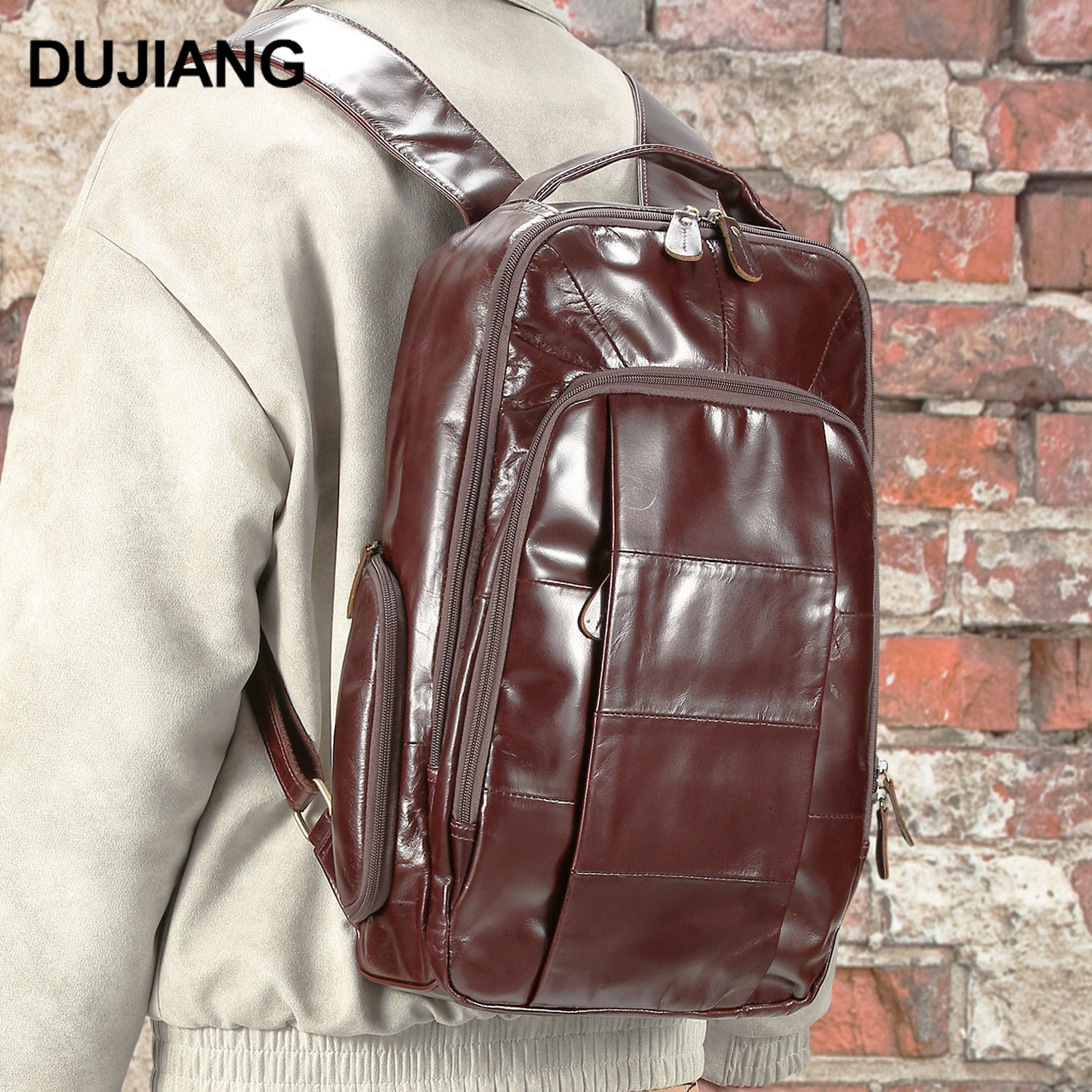 2025 New Oil Wax Leather Backpack European Style Business Backpack Commuting Casual Men's Bag Cross-Border Hot Selling Men's Bag