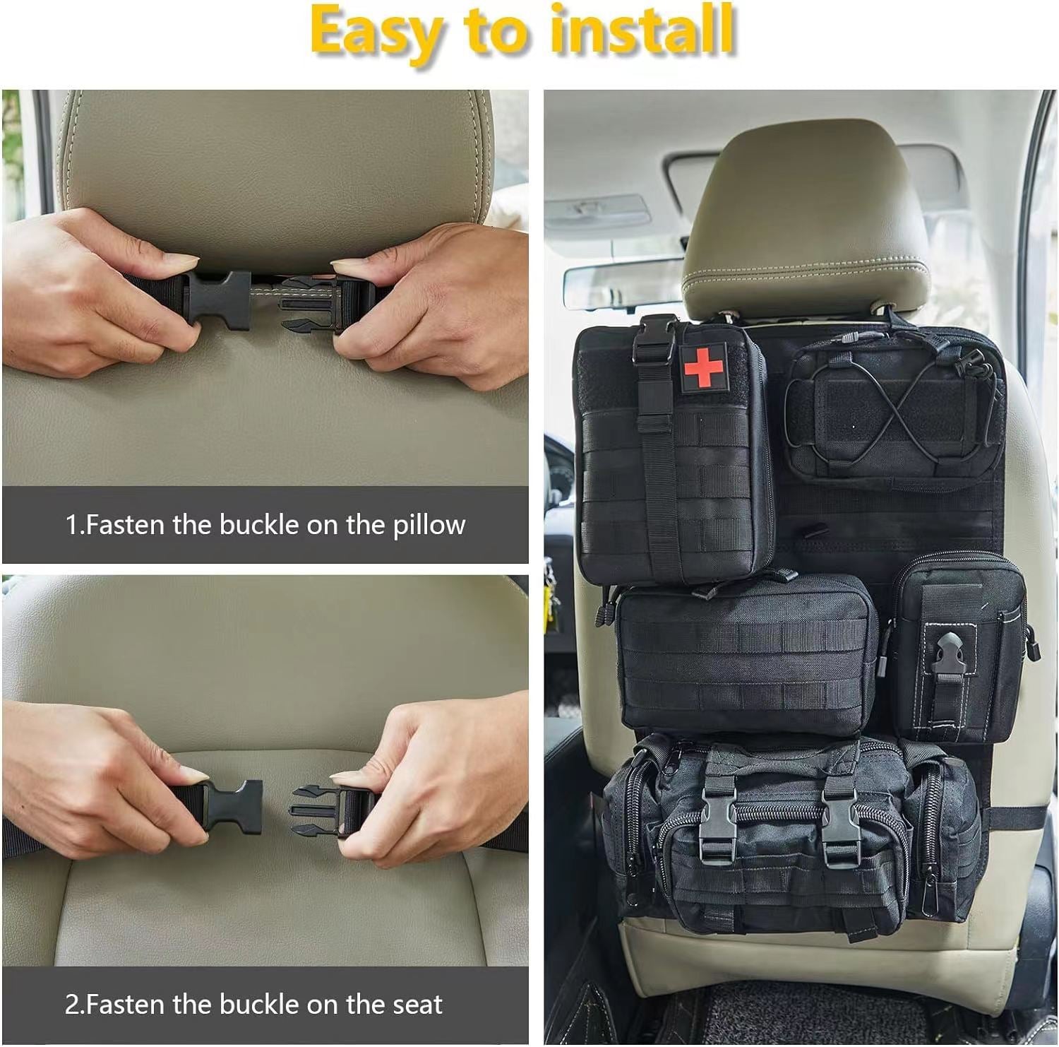 Cross-border car back seat tactical storage bag car multi-functional large-capacity combination storage suspension bag