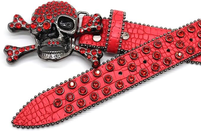 Belt Men's Rivet Accessories Ins Big Y2K Rhinestone Hip-Hop Sequin Skull Inlaid Punk New Belt Skull
