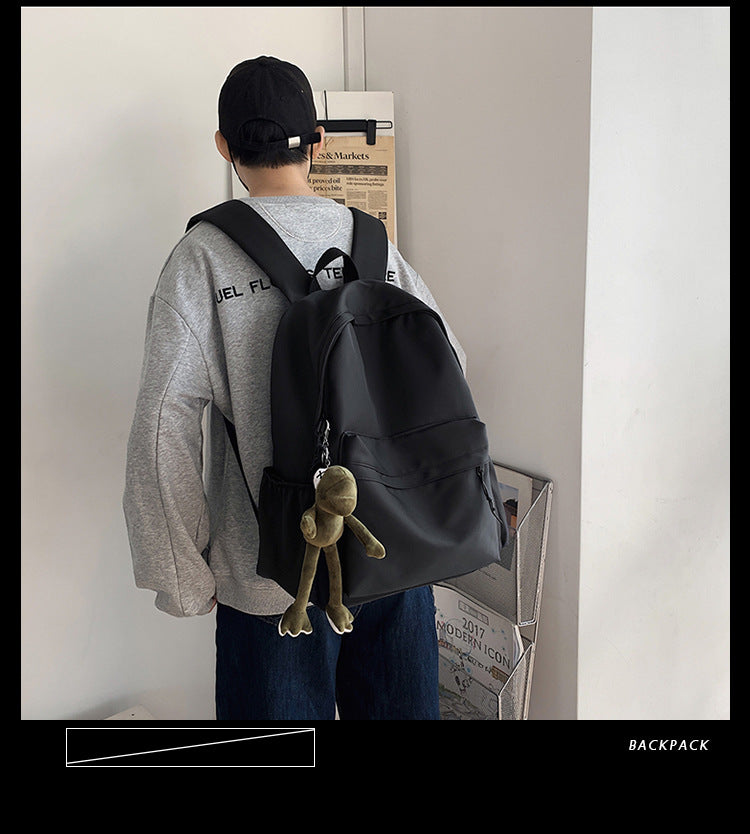 Large Backpack Universal Trendy Cool Backpack Men's Korean Style Simple Campus Computer Schoolbag College Students' Leisure Travel Bag