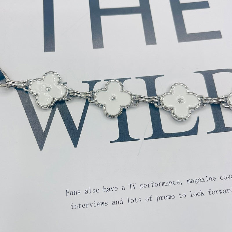 Fragrant Style Waist Chain Accessories Women's Summer Metal Four-leaf Clover Two-sided Available Splicing Chain All-match Thin Chain Belt Pants Chain