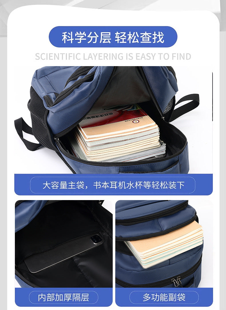 Cross-Border Printable Logo Backpack, Simple Ultra-Filtration Large-Capacity Men's Backpack, Multi-Compartment Commuter College Student Bag