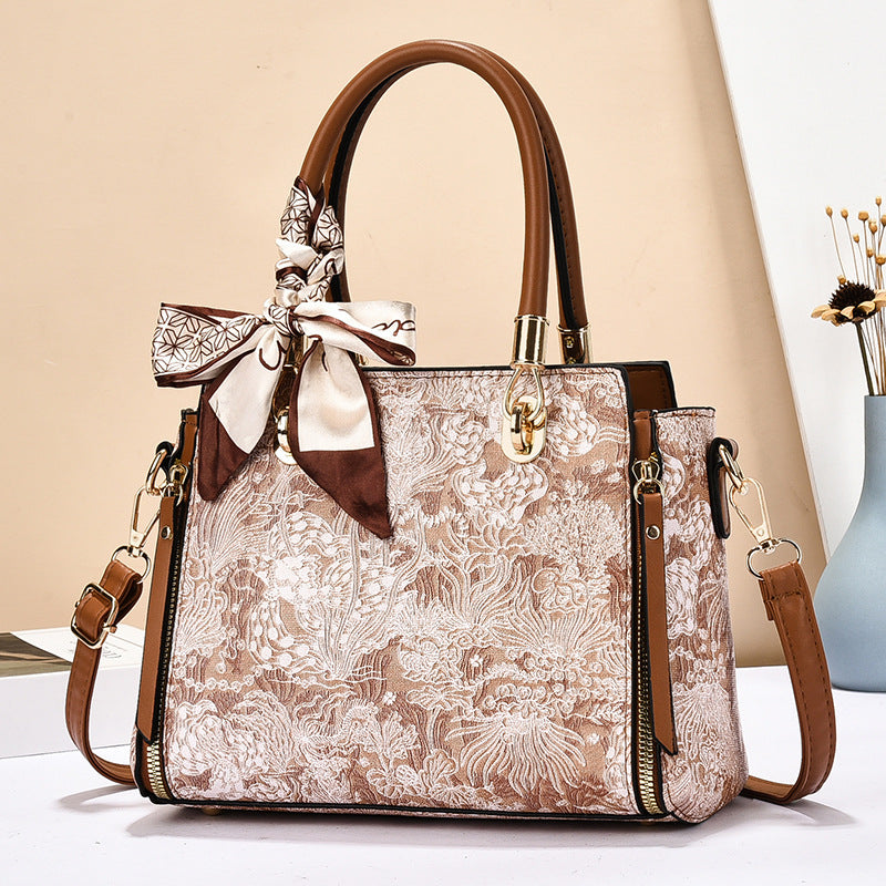 Bags for Women 2025 New Style Embroidered Printing Large Capacity Cross-Border Style Single Shoulder Crossbody Quality Women's Bag Foreign Trade