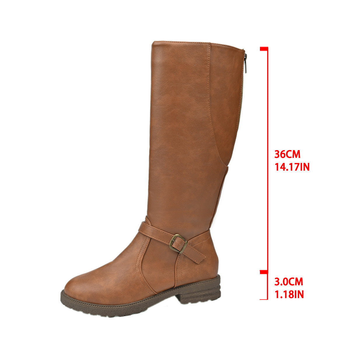 Cross-Border Women's Leather Boots 2025 Spring and Autumn New Style Zipper Low-Heeled Long Boots European and American Style Knight Boots High Boots for Women