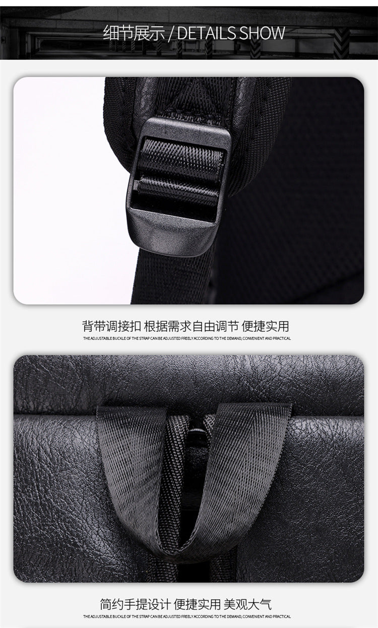 Fashion Versatile Retro Men's Backpack Cross-Border New Pu Casual Backpack Large Capacity Multifunctional Travel Backpack