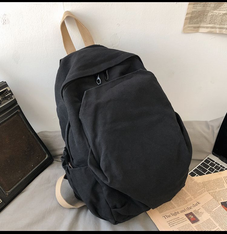 Durable Canvas Schoolbag Women's New Large-Capacity College Student Simple Junior High School Retro Backpack Backpack Travel Harajuku