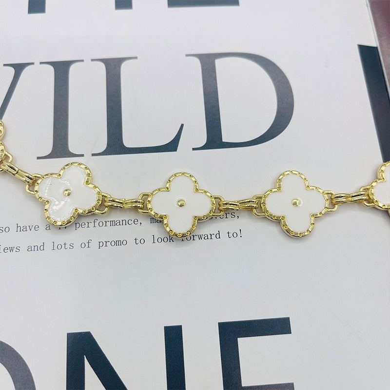 Fragrant Style Waist Chain Accessories Women's Summer Metal Four-leaf Clover Two-sided Available Splicing Chain All-match Thin Chain Belt Pants Chain