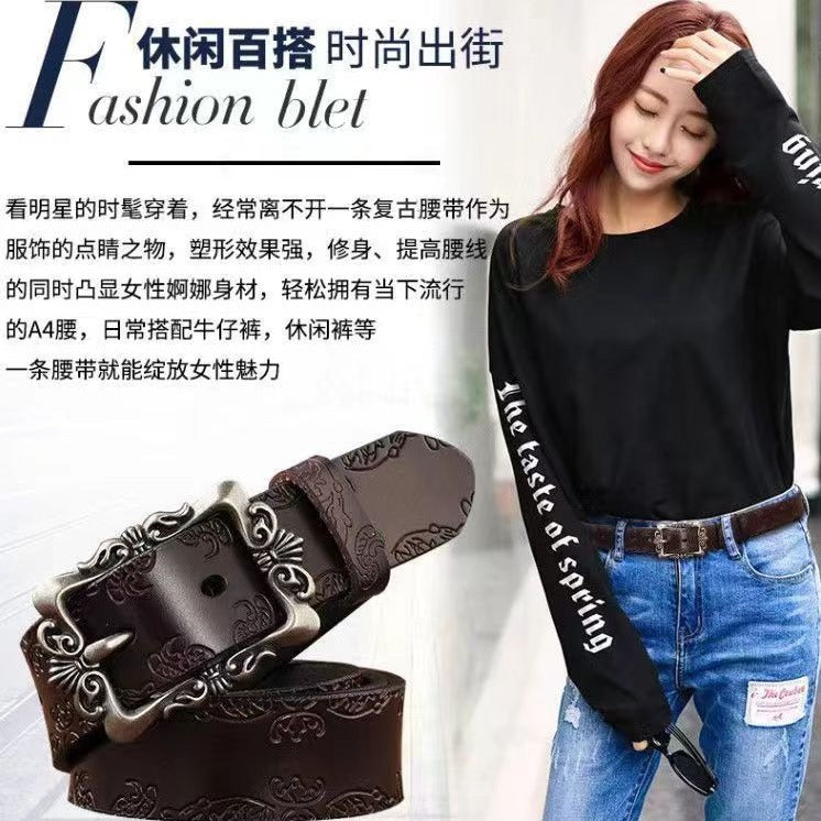 New Women's Belt Retro Belt Women's Versatile Decorative Jeans Belt Korean Style Fashion Casual Cross-Border Supply