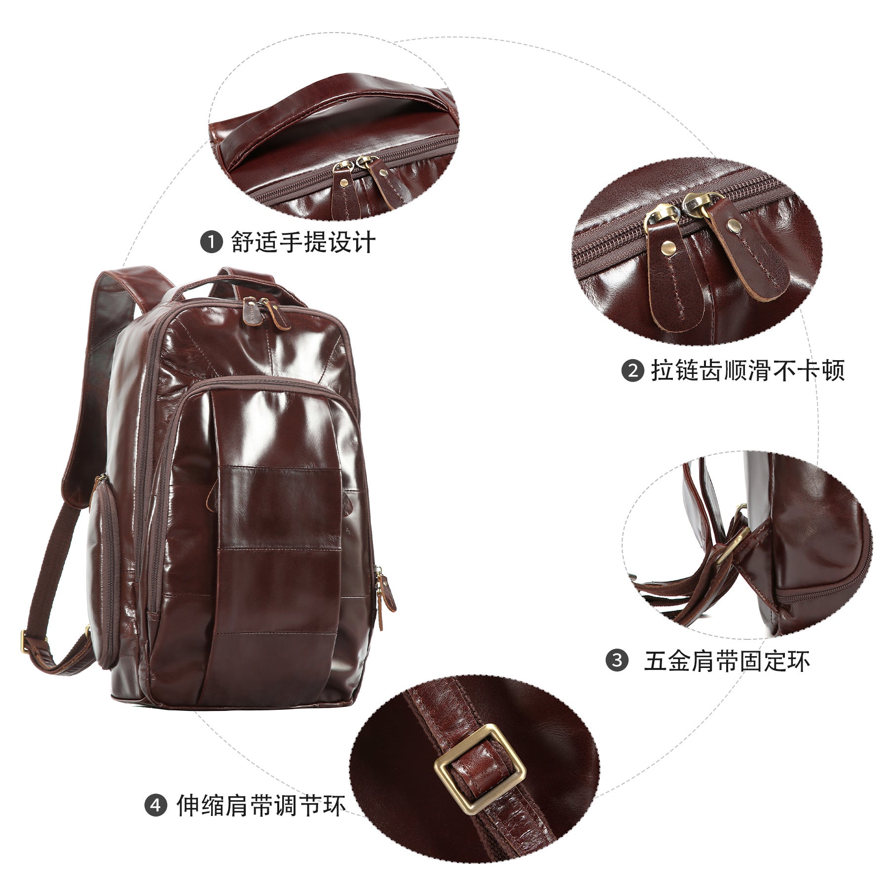 2025 New Oil Wax Leather Backpack European Style Business Backpack Commuting Casual Men's Bag Cross-Border Hot Selling Men's Bag