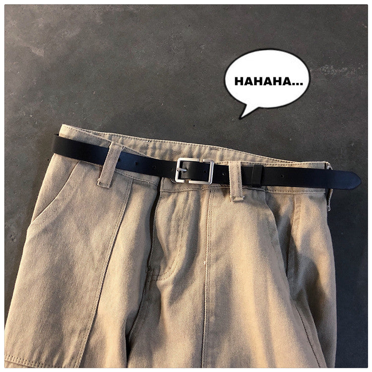 Internet Popular Casual Trousers Thin Belt Men's Korean Style Young Men's PU Leather Small Belt ns Style All-match Belt Decoration
