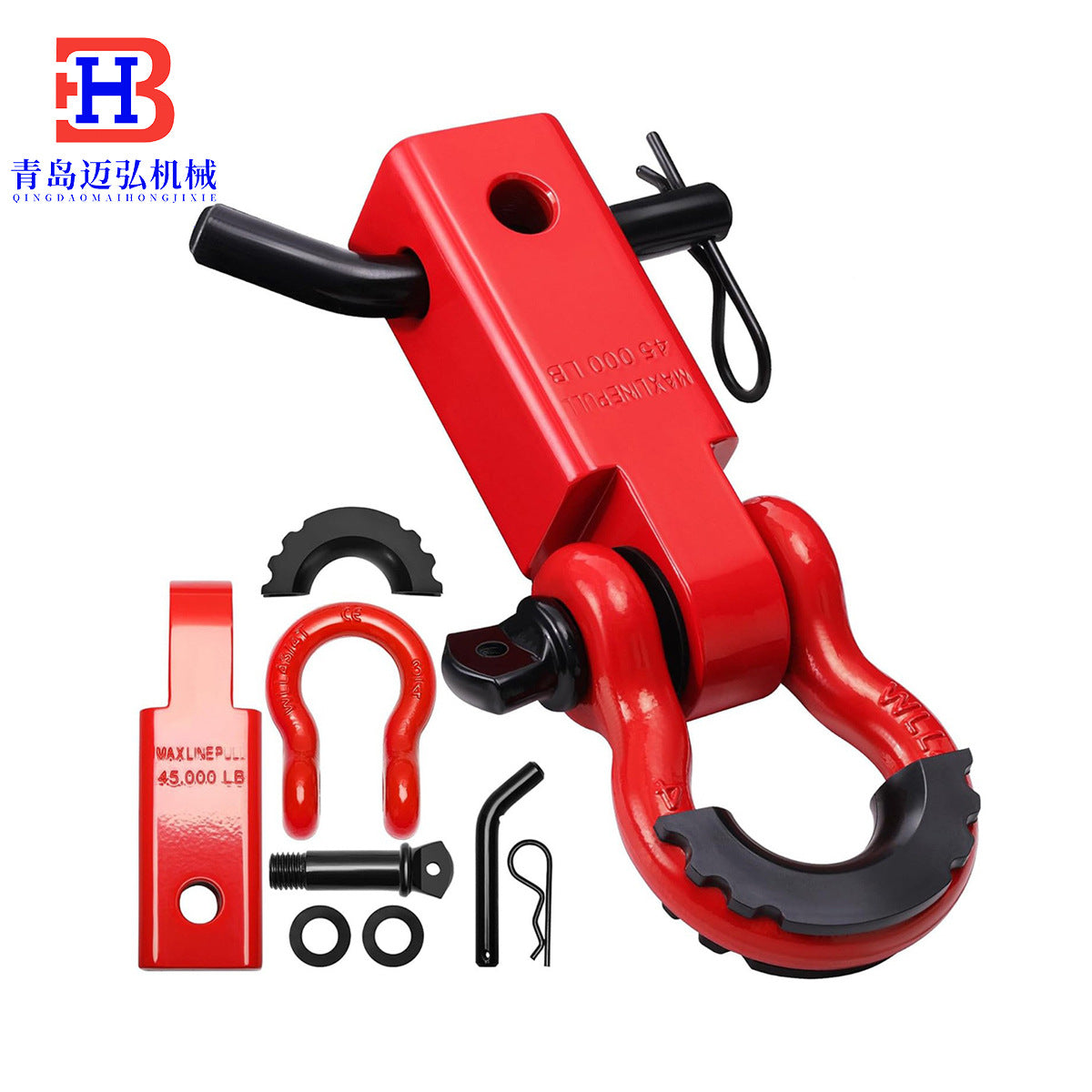 Square trailer arm thickened carbon steel traction 4.75 tons beam off-road vehicle rear-end collision rescue hook rear-end trailer accessories