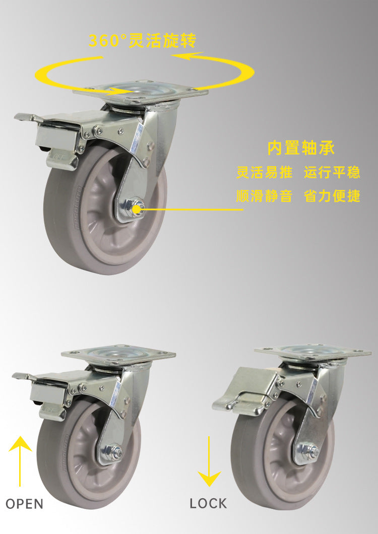 Heavy-Duty Puncture-Proof Super Rubber Silent Wheels 4-Inch 5-Inch 6inch 8inch Industrial Supporting Puncture-Proof Casters