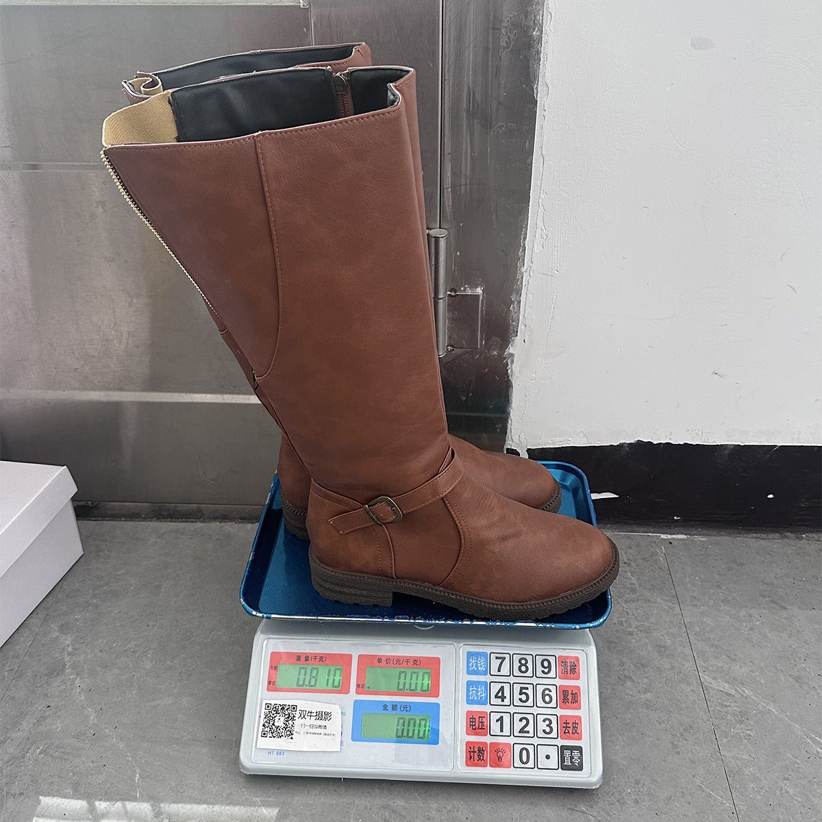 Cross-Border Women's Leather Boots 2025 Spring and Autumn New Style Zipper Low-Heeled Long Boots European and American Style Knight Boots High Boots for Women