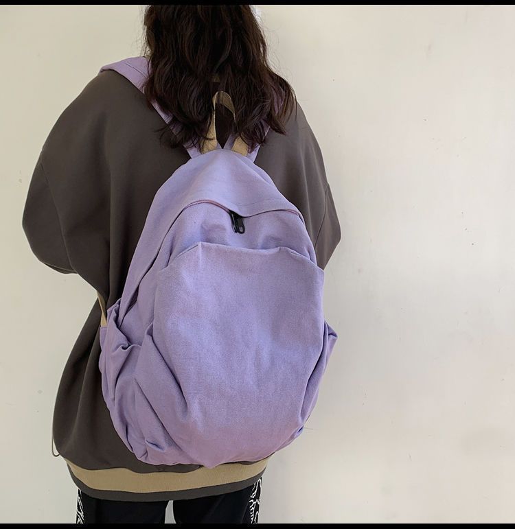 Durable Canvas Schoolbag Women's New Large-Capacity College Student Simple Junior High School Retro Backpack Backpack Travel Harajuku