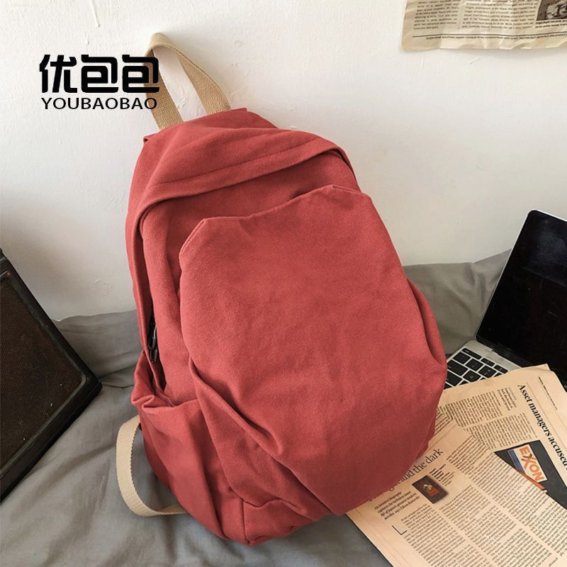 Durable Canvas Schoolbag Women's New Large-Capacity College Student Simple Junior High School Retro Backpack Backpack Travel Harajuku