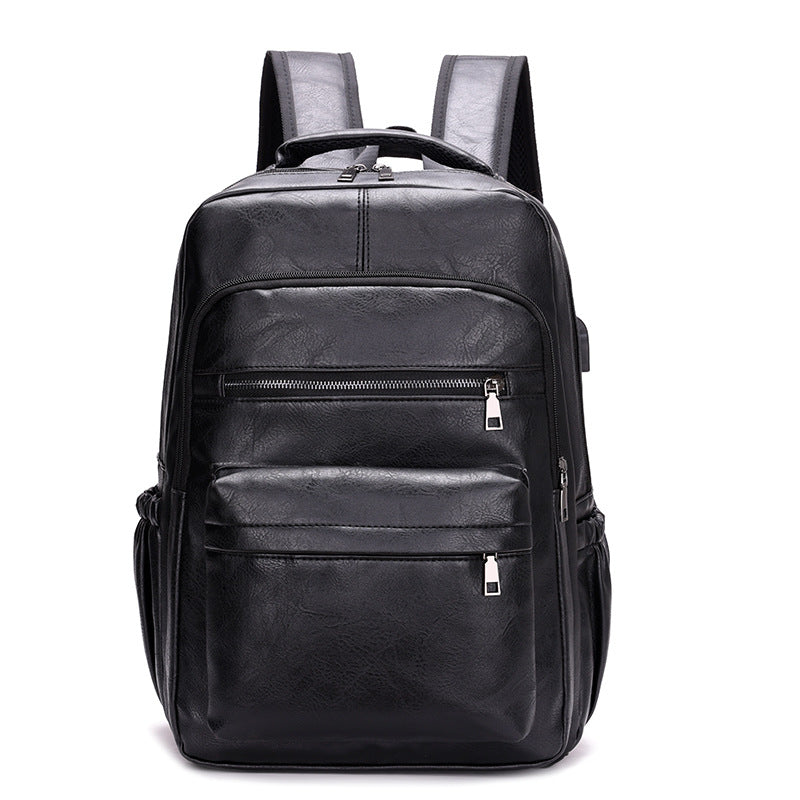 Fashion Versatile Retro Men's Backpack Cross-Border New Pu Casual Backpack Large Capacity Multifunctional Travel Backpack