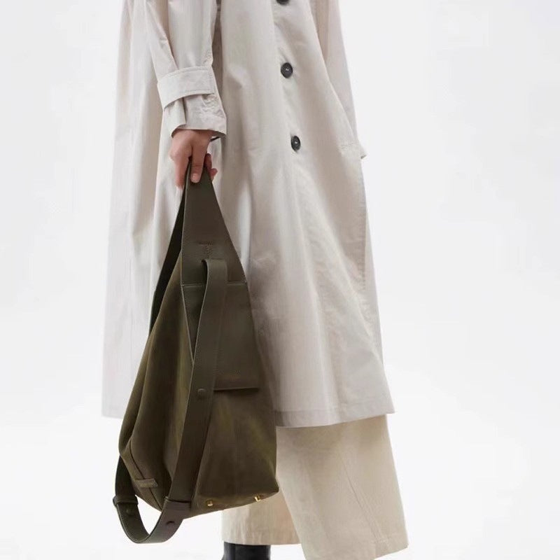 In-Stock Songshanxia Suede Ear-Hanging Tote Bag, Large Capacity Bucket Bag, Versatile for Commuting, Single Shoulder Crossbody Bag for Women