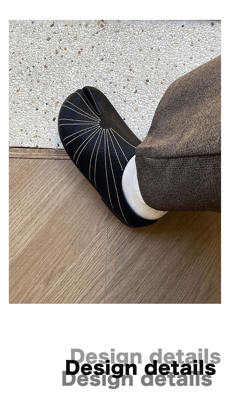 Original Design Genuine Leather Retro Toe-Cap Half Slippers for Men, Split-Toe Shoes, Versatile Sandals