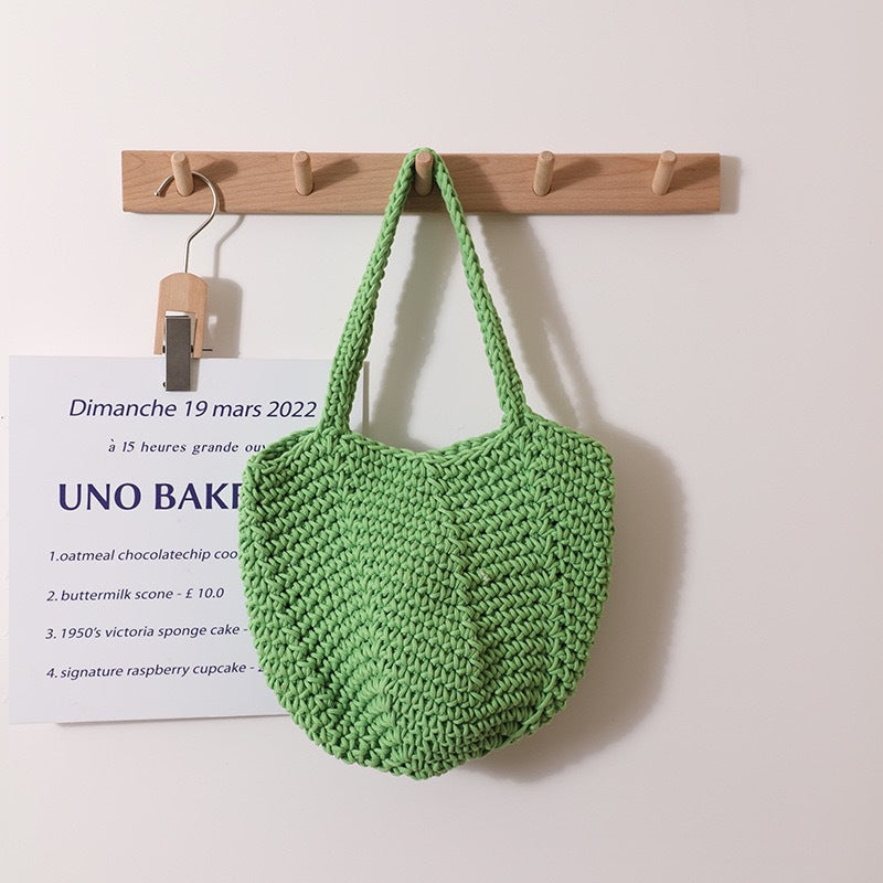 Wholesale Retro One-Shoulder Cotton Thread Woven Bag New Crochet Handbag Straw Bag Literary Holiday Beach Bag